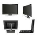 Set Computer Monitor Notebook Laptop, Television Backside. Icon Vector Illustration. Royalty Free Stock Photo