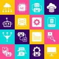 Set Computer monitor, Photo retouching, Artificial intelligence AI, robot, Neural network, Network cloud connection and Royalty Free Stock Photo