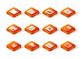 Set Computer, monitor screen, Software, Flowchart, Browser files, with shield, Keyboard and Processor microcircuits CPU Royalty Free Stock Photo