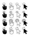 Set of computer mouse cursor pointers. Mouse cursor click icons. Pointer cursor arrow and hand. Vector illustration Royalty Free Stock Photo