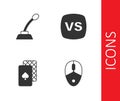 Set Computer mouse, Microphone, Playing cards and VS Versus battle icon. Vector