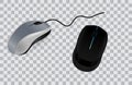 Set of computer mouse realistic or mouse with scroll and click optical technology or mice device illustration on transparent