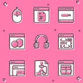 Set Computer mouse, Software, Search engine, Headphones, and Flowchart icon. Vector