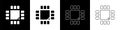 Set Computer processor with microcircuits CPU icon isolated on black and white background. Chip or cpu with circuit Royalty Free Stock Photo