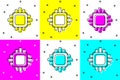 Set Computer processor with microcircuits CPU icon isolated on color background. Chip or cpu with circuit board. Micro Royalty Free Stock Photo