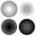 Set of 4 concentric circle elements. Ripple, radiating circles.