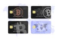Set concept of a bank card bitcoin.