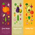 Set of concept banners with flat vegetable icons