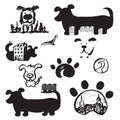 Set of concept hand drawn icons logo template with dogs .