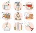 Set of concept line icons building tools