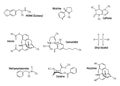 Set of concept 9 narcotic chemical formula icon label, text font vector illustration, isolated on white. Periodic element table, Royalty Free Stock Photo