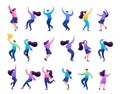 Set of concepts of celebrating people, dancing people, Bouncing, happy, enjoying