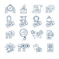 Set of conceptual travel icons. Attraction icons, transportation for travelling, hotel booking, vacation location search