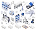 Cement Production Isometric Icons