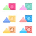 A set of condoms and packages. Vector illustration