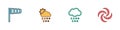 Set Cone windsock wind vane, Cloud with snow, rain, sun, and and Tornado icon. Vector Royalty Free Stock Photo