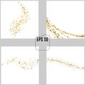 Set of confetti cover from gold stars. Paths like vignettes. Design elements, special effects on white backgrounds. 4 in 1