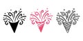 Set confetti party popper icon, fireworks logo, cap, flat design. Vector illustration isolated on white background Royalty Free Stock Photo