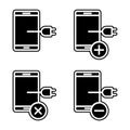 set of connect to charge smartphone icon. Element of phone for mobile concept and web apps icon. Glyph, flat icon for website