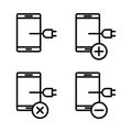 set of connect to charge smartphone icons. Element of phone icons for mobile concept and web apps. Thin line icons for website des