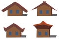 The set consists of four houses. They have different roof designs.