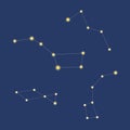 Set of constellations ursa major, ursa minor, cassiopeia, lyre isolated as concept of starry sky, astronomy, vector stock Royalty Free Stock Photo