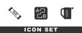 Set Construction bubble level, Route location and Measuring cup icon. Vector Royalty Free Stock Photo