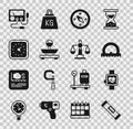 Set Construction bubble level, Smart watch, Protractor, Compass, Scales, Clock, Multimeter, voltmeter and of justice