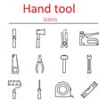 Set of construction hand tools. Instruments for building and repair.