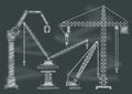 Set of construction machine crane chalkbaord blackboard vector i