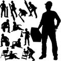 Set of construction and maintenance workers, craftsman, Handyman with tools Silhouettes