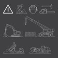 A set of construction site icons and vehicles Royalty Free Stock Photo