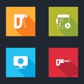 Set Construction stapler, Power electric generator, Circular saw blade and Rotary hammer drill machine icon. Vector Royalty Free Stock Photo