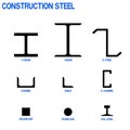 Set of construction steel icon on white background