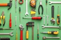Set of construction tools on color background Royalty Free Stock Photo