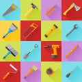 Set of construction tools flat icons with long shadow Royalty Free Stock Photo