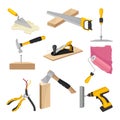 Set of construction tools. Vector illustration on white background. Royalty Free Stock Photo