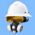 Set of construction wear for repair and installation on blue background