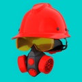 Set of construction wear for repair and installation on green background