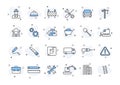 Set of 24 Construction web icons in line style. Building, engineer, business, road, builder, industry. Vector illustration