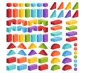 Set of constructor from childrens blocks of different colors and shapes. Parts for building a tower or castle