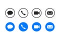 Set of contact or connection icon chat call video or mail icon. For mobile or web communication. Isolated vector buttons