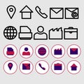 A set of Contact information Icons. Buttons vector icon set. communication symbols collection, vector sketches. email, address, Royalty Free Stock Photo