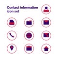 A set of Contact information Icons. Buttons vector icon set. communication symbols collection, vector sketches. email, address, Royalty Free Stock Photo