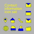 A set of Contact information Icons. Buttons vector icon set. communication symbols collection, vector sketches. email, address, Royalty Free Stock Photo