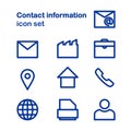 A set of Contact information Icons. Buttons vector icon set. communication symbols collection, vector sketches. email, address, Royalty Free Stock Photo