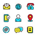 Set of contact us icons with colorful design Royalty Free Stock Photo