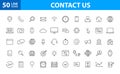 Set of 50 Contact Us web icons in line style. Web and mobile icon. Chat, support, message, phone. Vector illustration Royalty Free Stock Photo