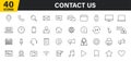 Set of 40 Contact Us web icons in line style. Web and mobile icon. Chat, support, message, phone. Vector illustration Royalty Free Stock Photo