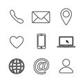 Set of contact us linear icon. Web communication icons isolated. Mail phone location website account internet icon Royalty Free Stock Photo